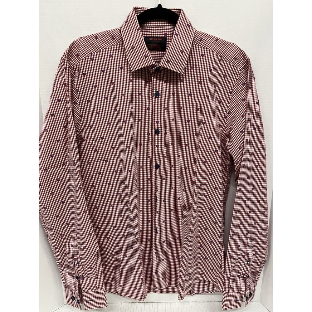 Jared Lang Red‎ Gingham Men's Button-Down Shirt Long Sleeve Slim-Fit Size L